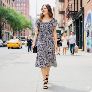 🚨3X$30🚨 Enfocus Studio Brown and Cream Animal Print Dress